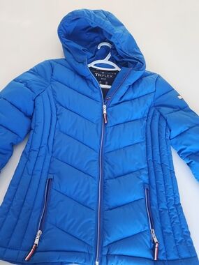 Tommy Hilfiger THFLEX Blue Quilted Hooded Puffer Jacket